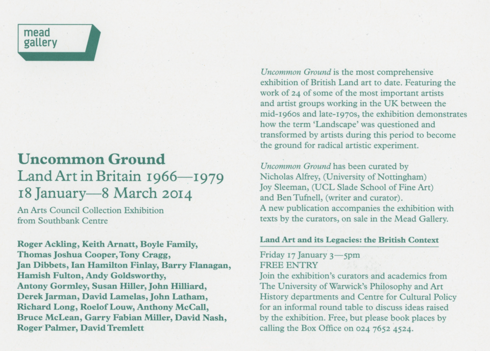 Uncommon Ground: Land Art in Britain 1966-1979